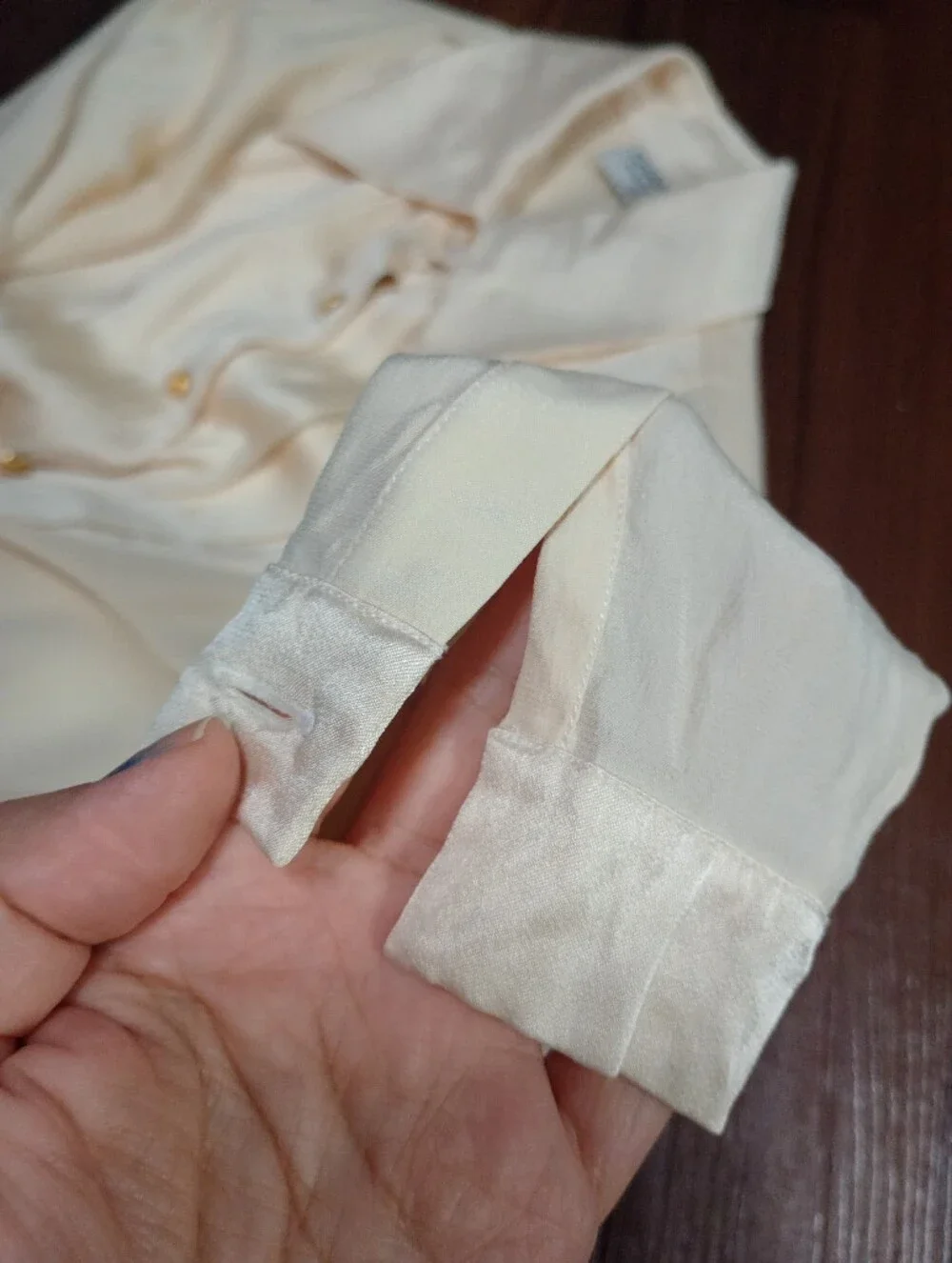 Vintage Chanel Boutique Collared Blouse With Gold Tone Buttons